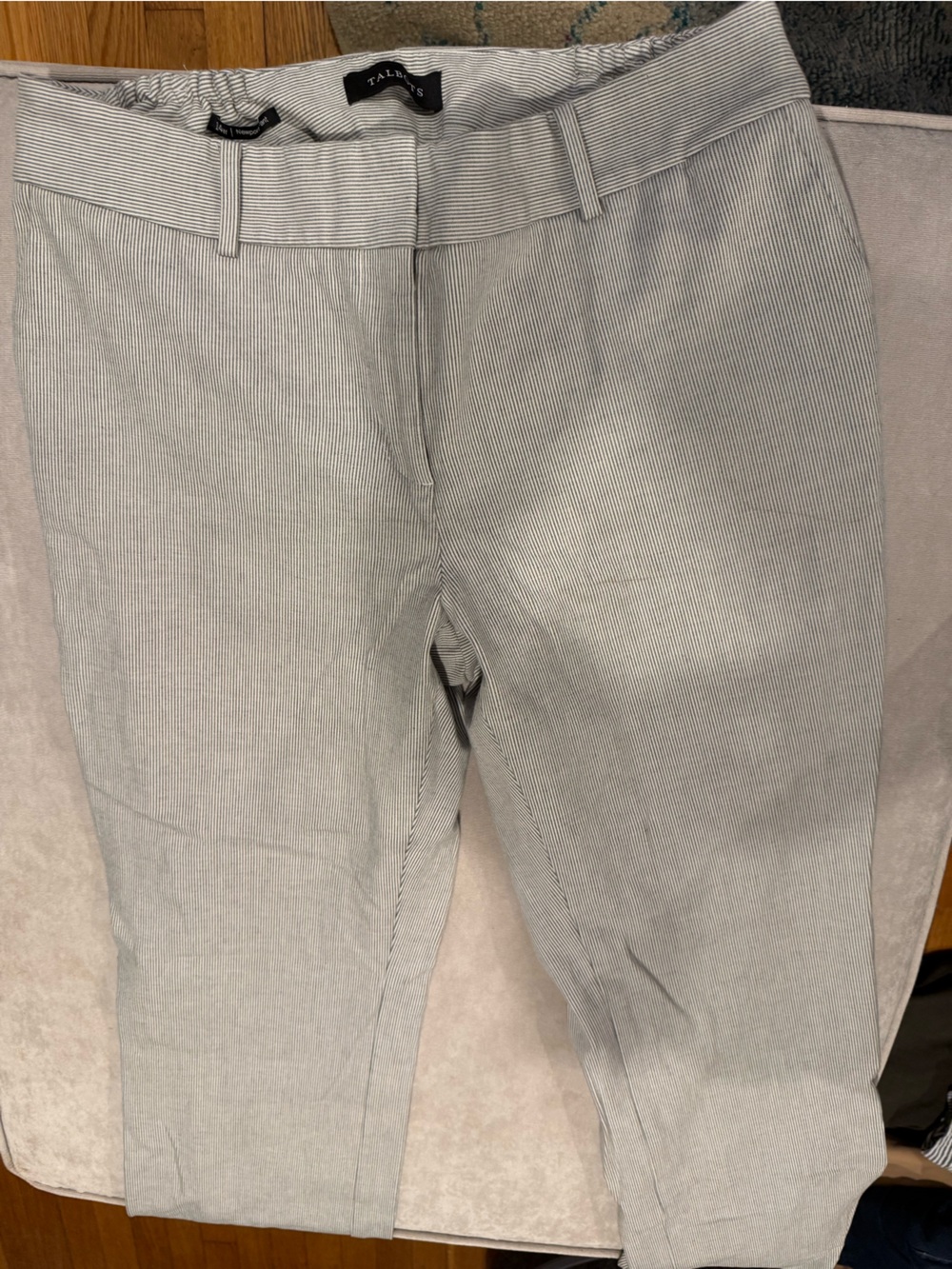 Talbots Gray Micro-Striped Cropped Ankle Pants